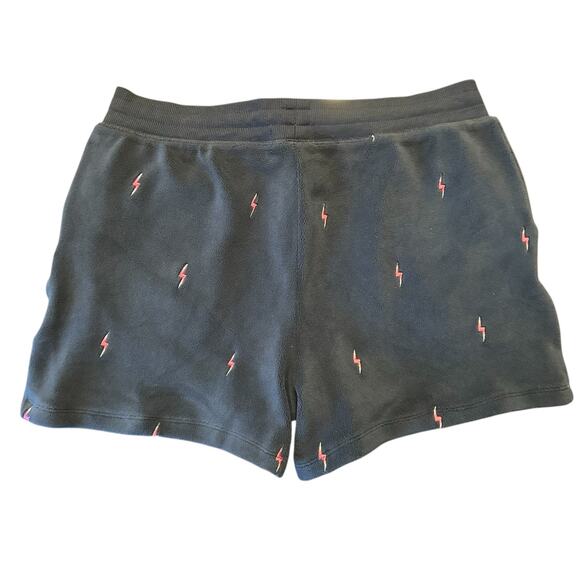 P.J. Salvage Womens Navy fleece shorts pink embroidered lightning M - Picture 6 of 6